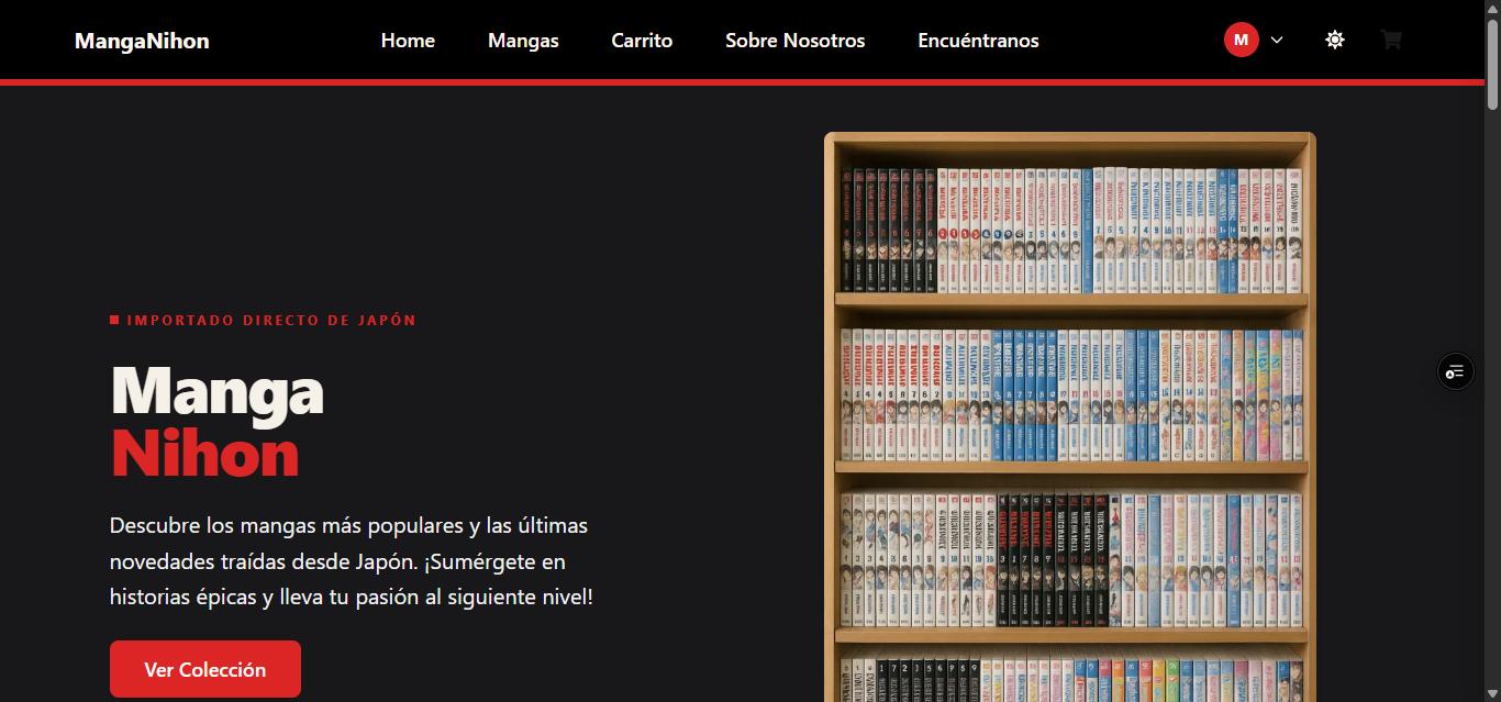 Página de inicio de la tienda MangaNihon